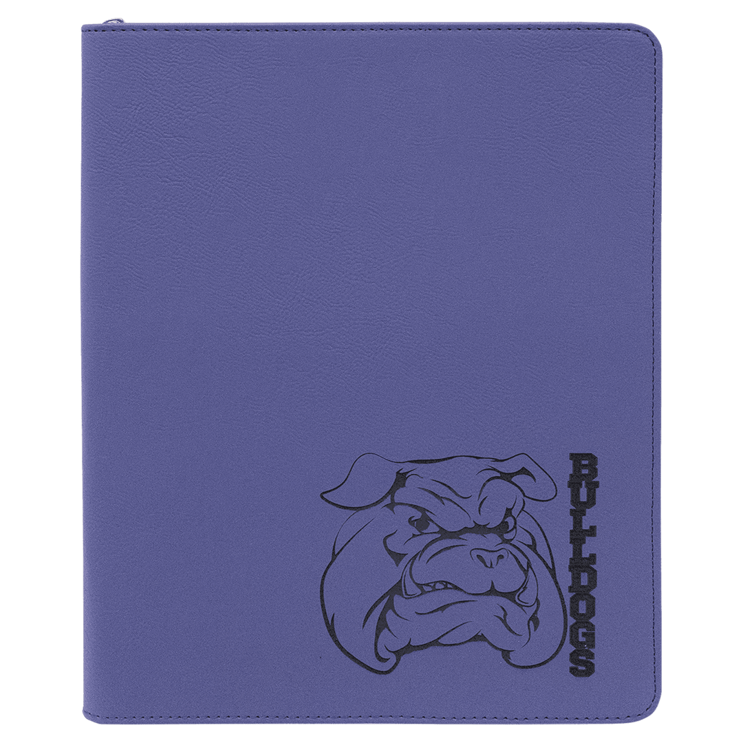 9 1/2" x 12" with Zipper Laserable Leatherette Portfolio with Notepad