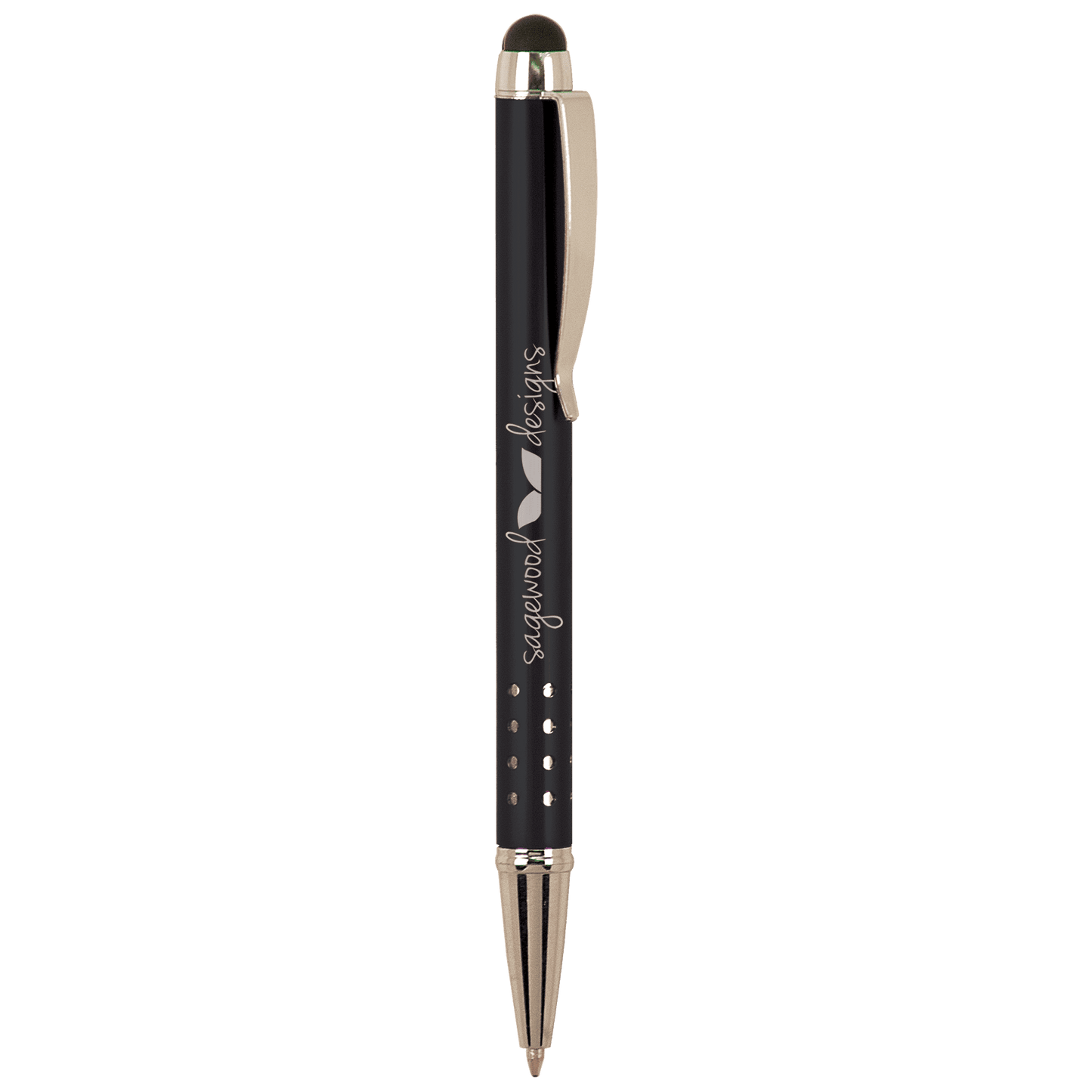 Pen with Silver Trim Laserable Pen with Stylus