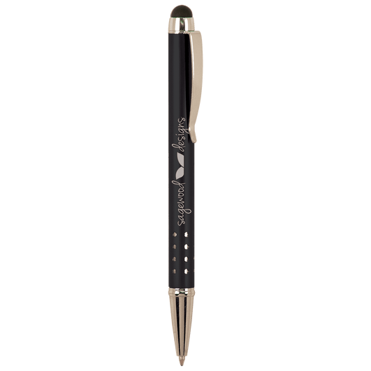 Pen with Silver Trim Laserable Pen with Stylus