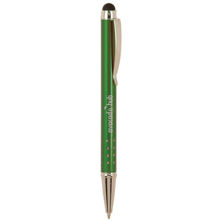 Pen with Silver Trim Laserable Pen with Stylus