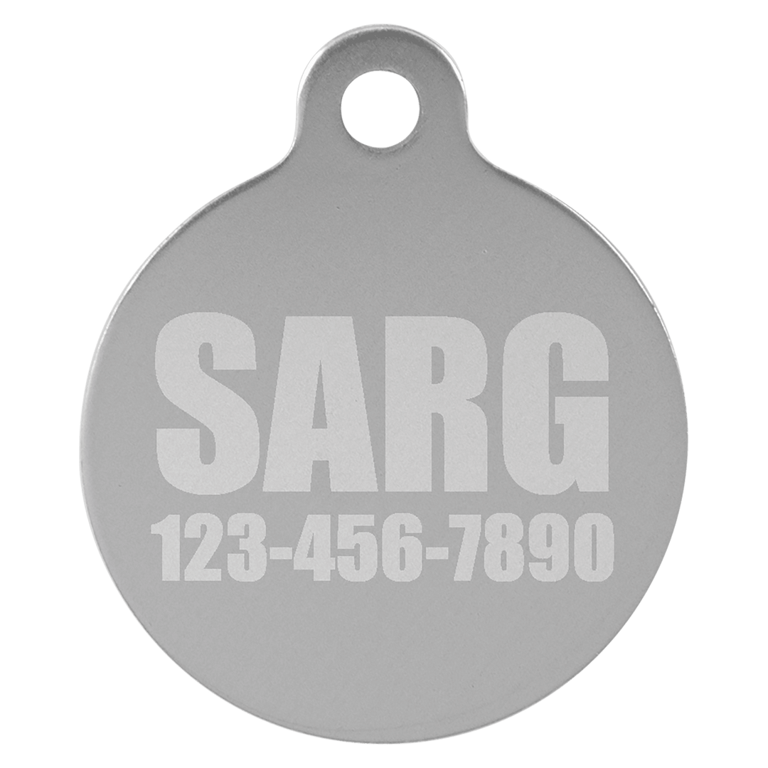 1" Laserable Anodized Aluminum Round Pet Tag with Tab