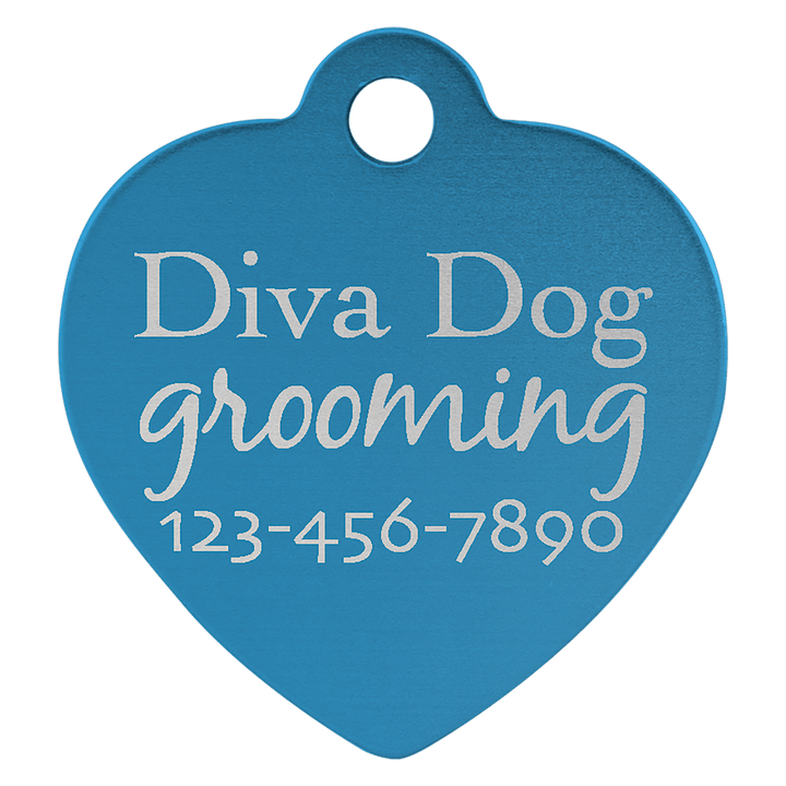 1" x 1" Laserable Anodized Aluminum Heart Pet Tag