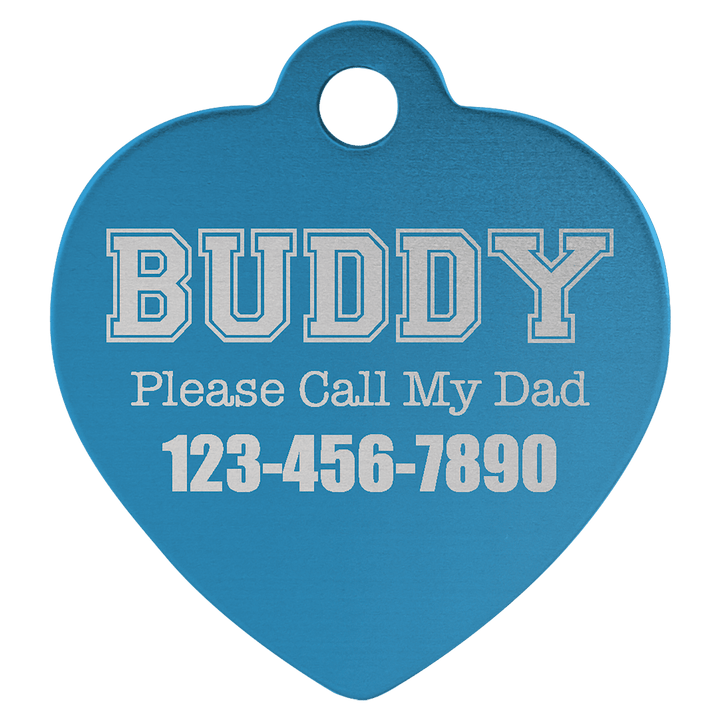 1 1/4" x 1 1/4" Laserable Anodized Aluminum Heart Pet Tag