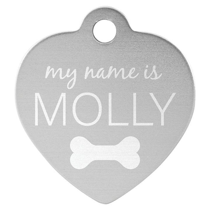 1 1/4" x 1 1/4" Laserable Anodized Aluminum Heart Pet Tag