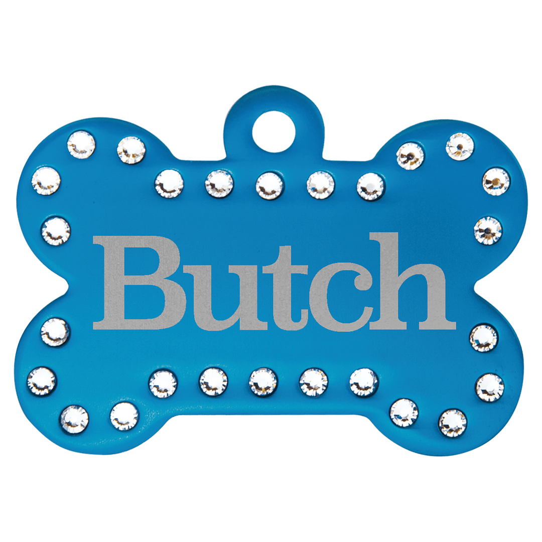 1 1/2" x 1" Laserable Anodized Aluminum Swarovski Bling Bone with Tab