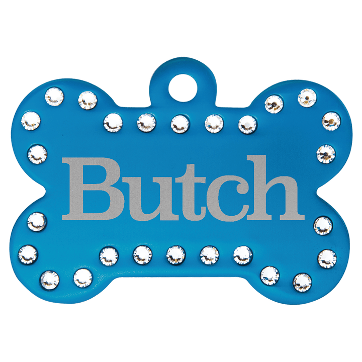 1 1/2" x 1" Laserable Anodized Aluminum Swarovski Bling Bone with Tab