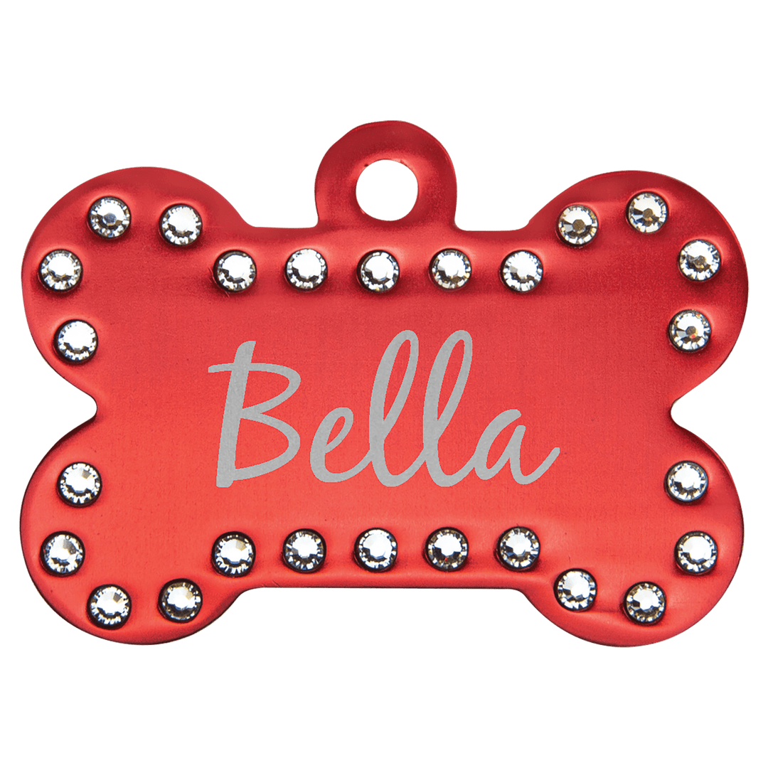 1 1/2" x 1" Laserable Anodized Aluminum Swarovski Bling Bone with Tab