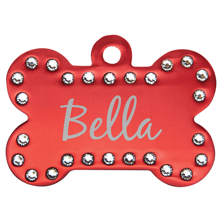 1 1/2" x 1" Laserable Anodized Aluminum Swarovski Bling Bone with Tab