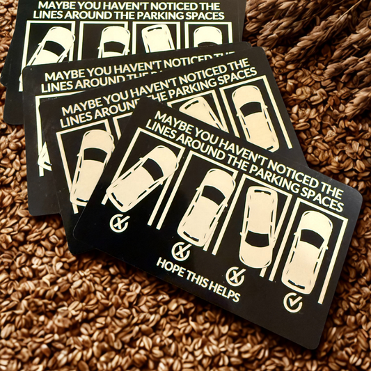 Parking prank black aluminum business cards