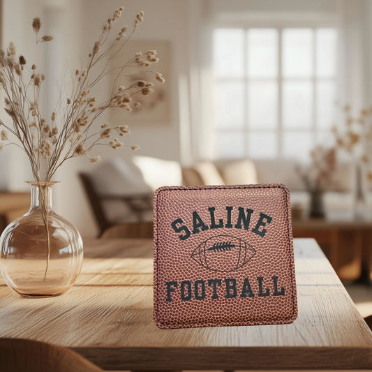 Saline Football Retro Leatheretter Coaster 4/each with holder