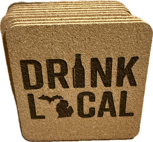 Drink Local Michigan 6pk Cork Coasters w/holder