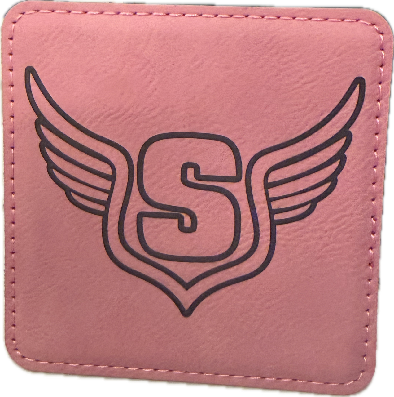 Saline Girls Track Pink Leatherette Coaster 4pk w/holder