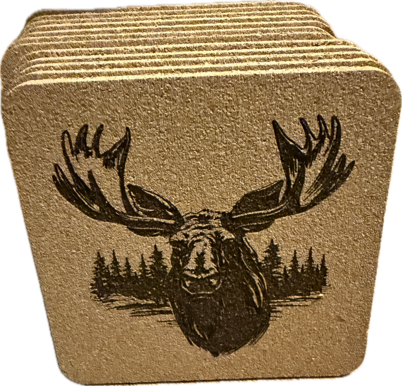 Moose 6pk Cork Coaster w/holder