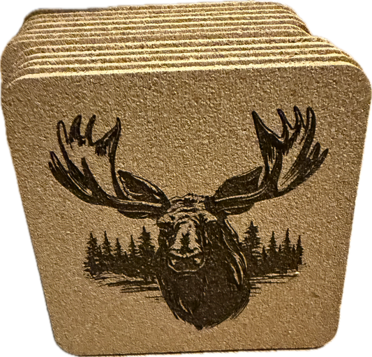 Moose 6pk Cork Coaster w/holder