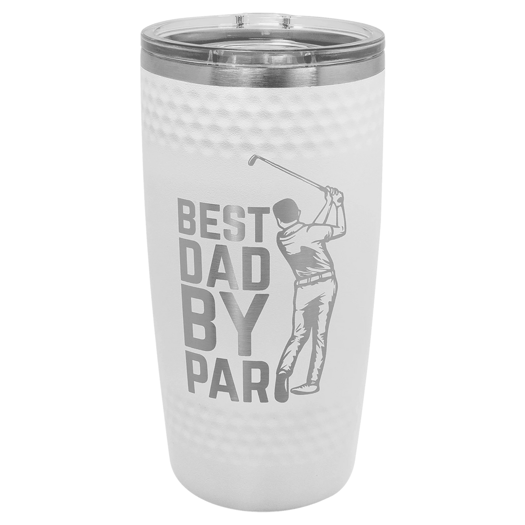 Three G's Custom Designs white 20 oz Polar Camel golf dimple tumbler with your custom logo and slider lid